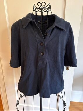 Banana Republic Outlet Navy Short-Sleeve Polo Top